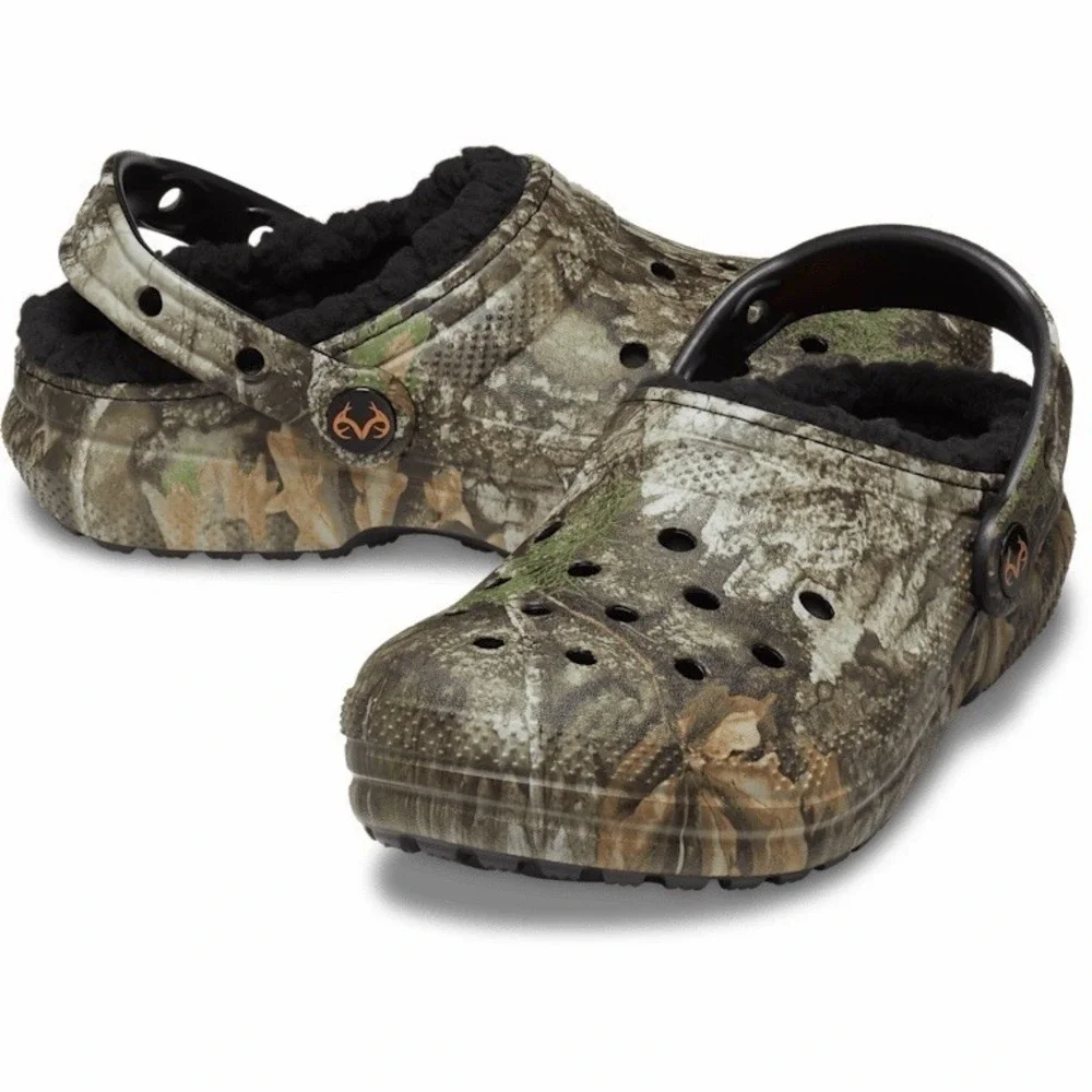 Crocs Big Kids J3 Realtree APX Lined Classic Clog Camo Fleece Youth J 3